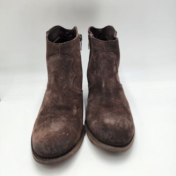 Marc Fisher Womens Brown Burnished Suede Contrast Stefani Western Bootie Size 9M - Picture 2 of 7